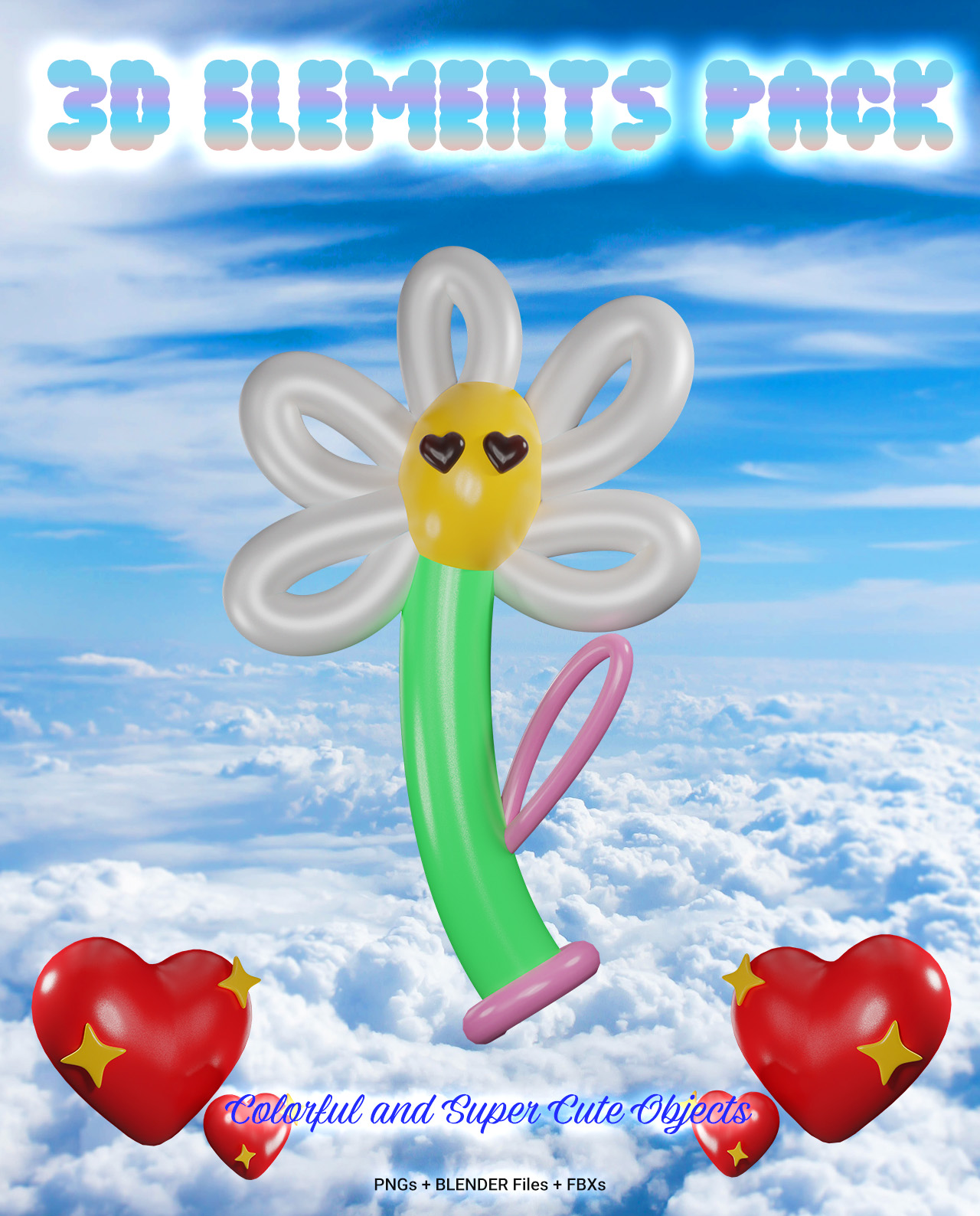 3D Elements Pack #1: Colorful and Super Cute Objects gallery image 2