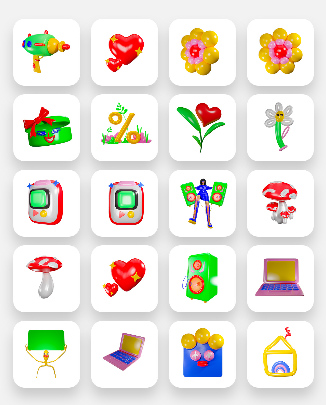 3D Elements Pack #1: Colorful and Super Cute Objects gallery image 4