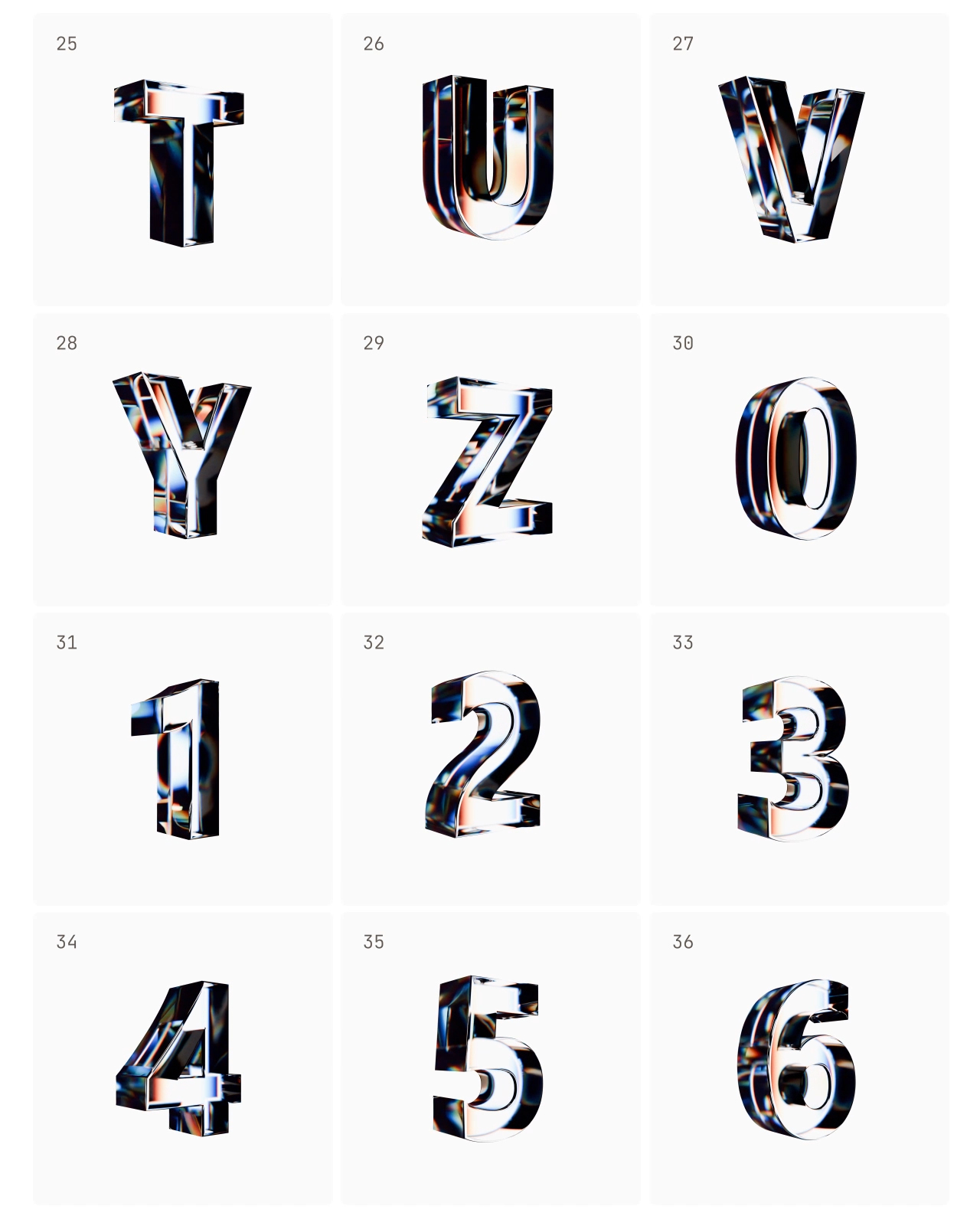 Chroma - 3D Looped Transparent Letters and Symbols gallery image 6