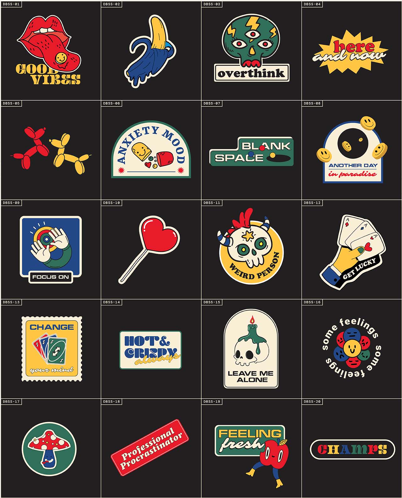 Colorful and Retro Sticker Pack - 20 Pieces gallery image 2