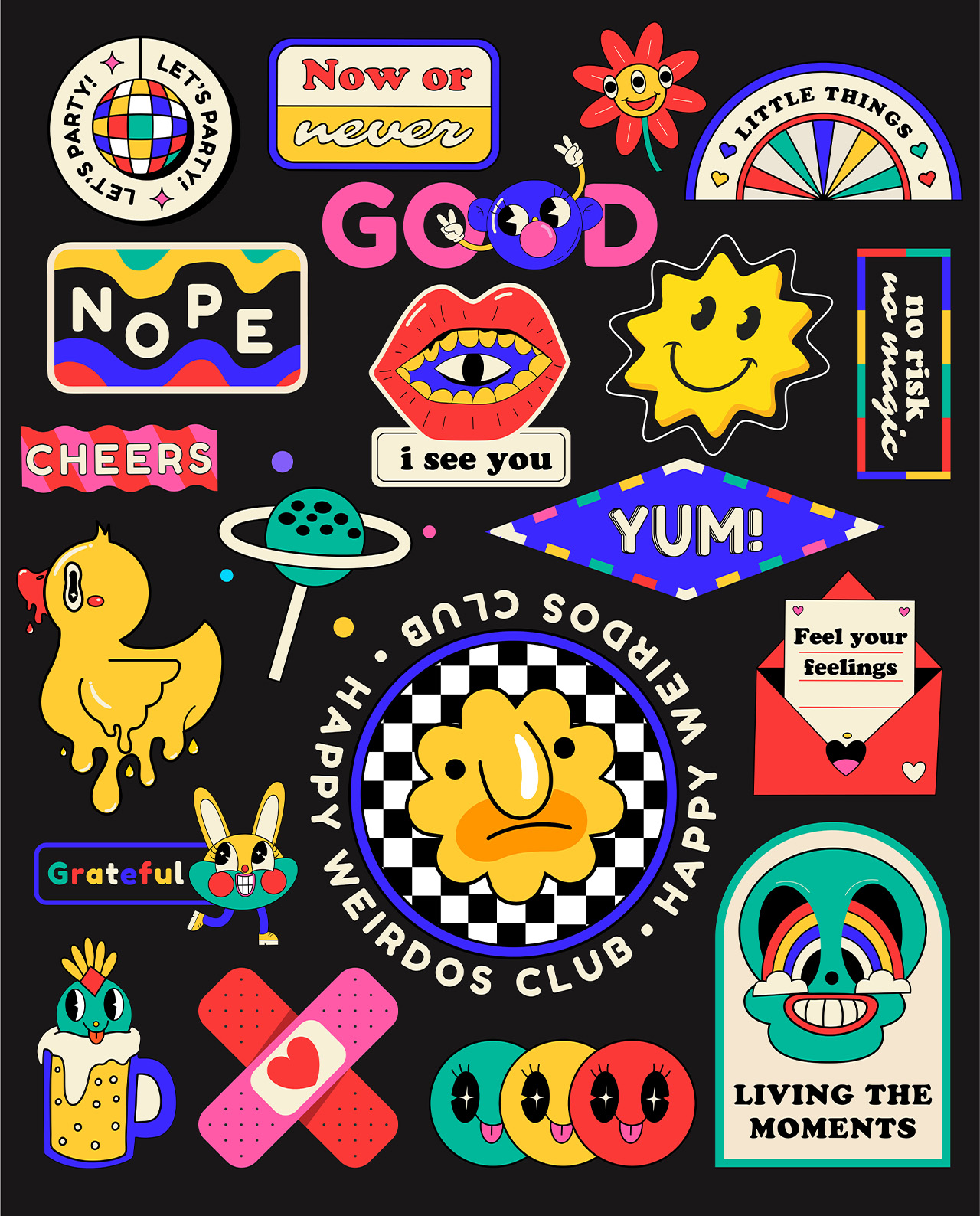 Colorful and Retro Sticker Pack III – 20 Pieces gallery image 3