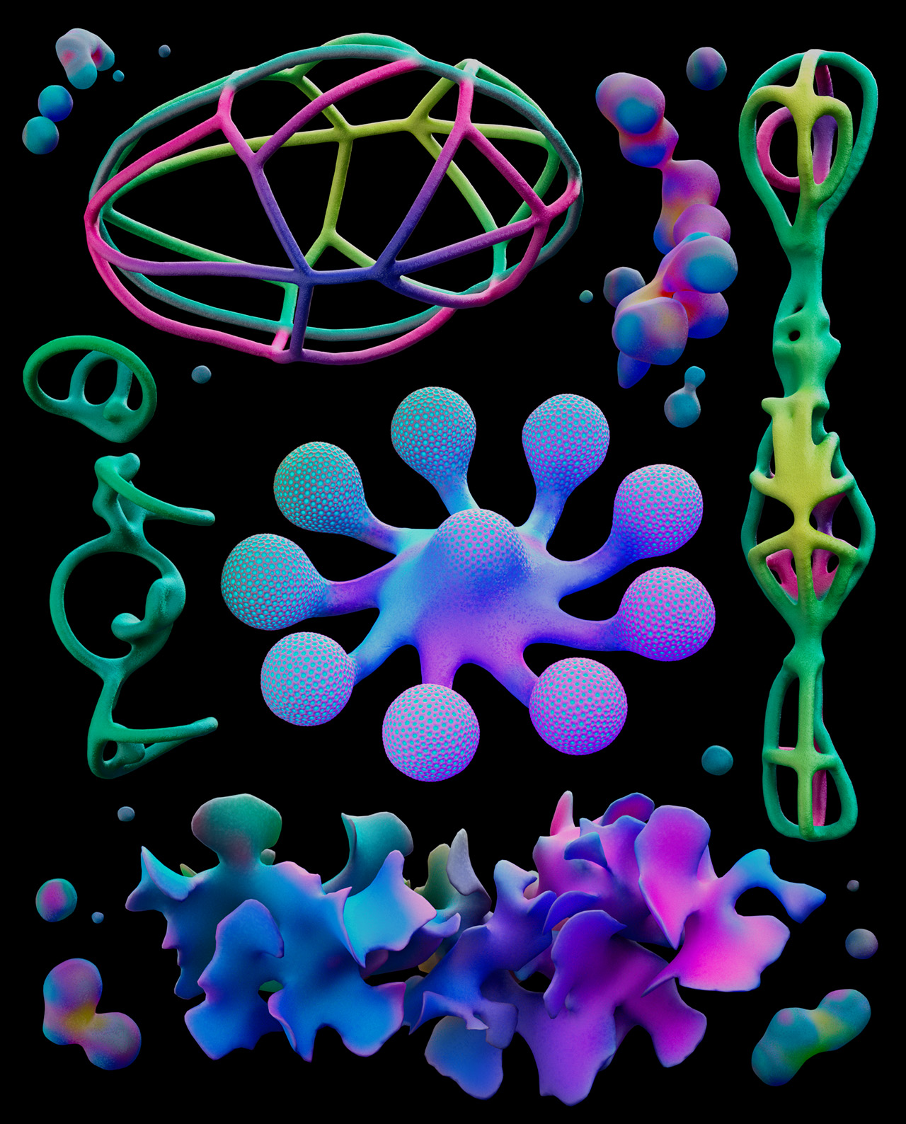 Cyber Coral - Abstract 3D Shapes Pack - 144 Pieces gallery image 2