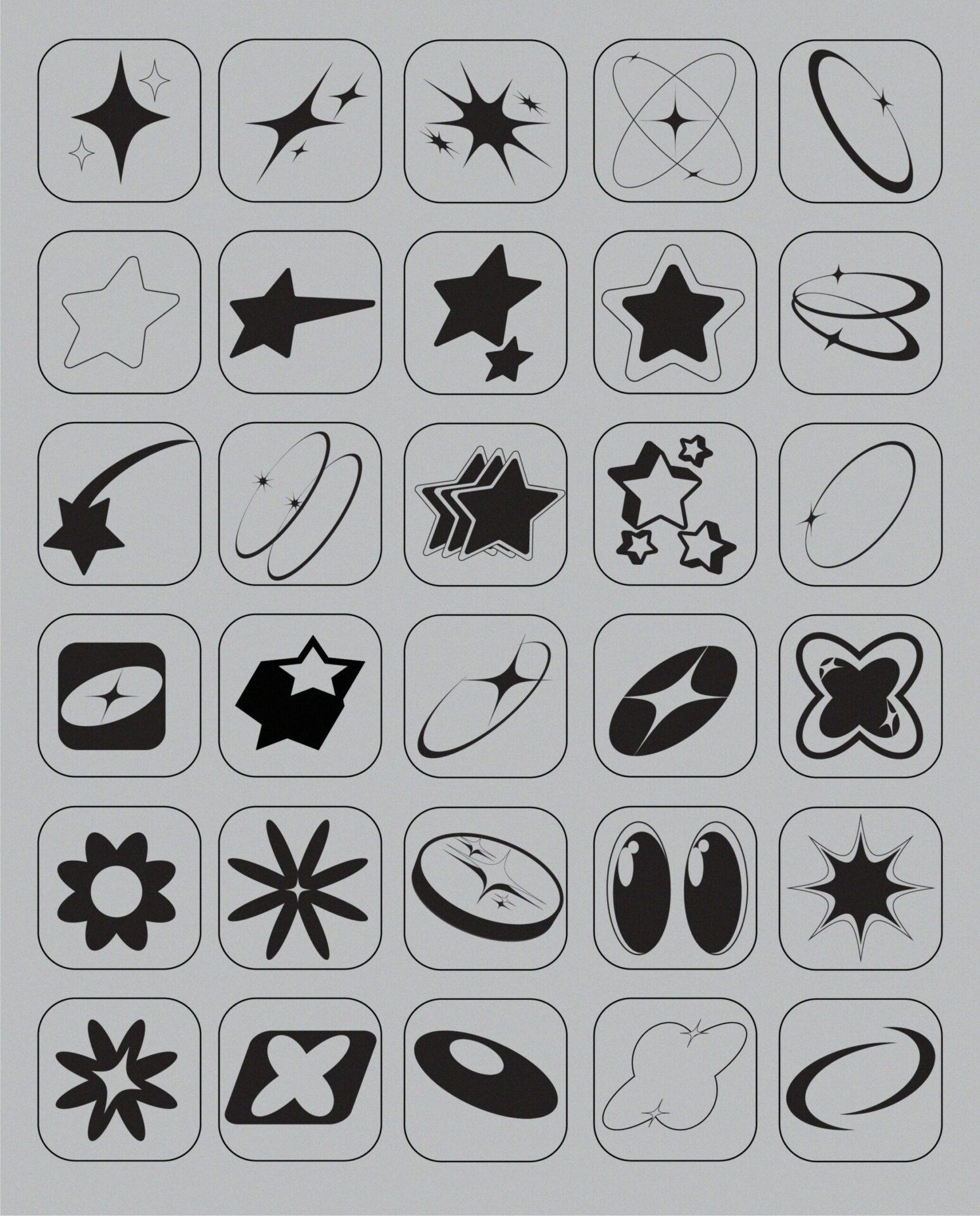Design Elements Pack #8: Y2K Shapes - 100 Pieces gallery image 2