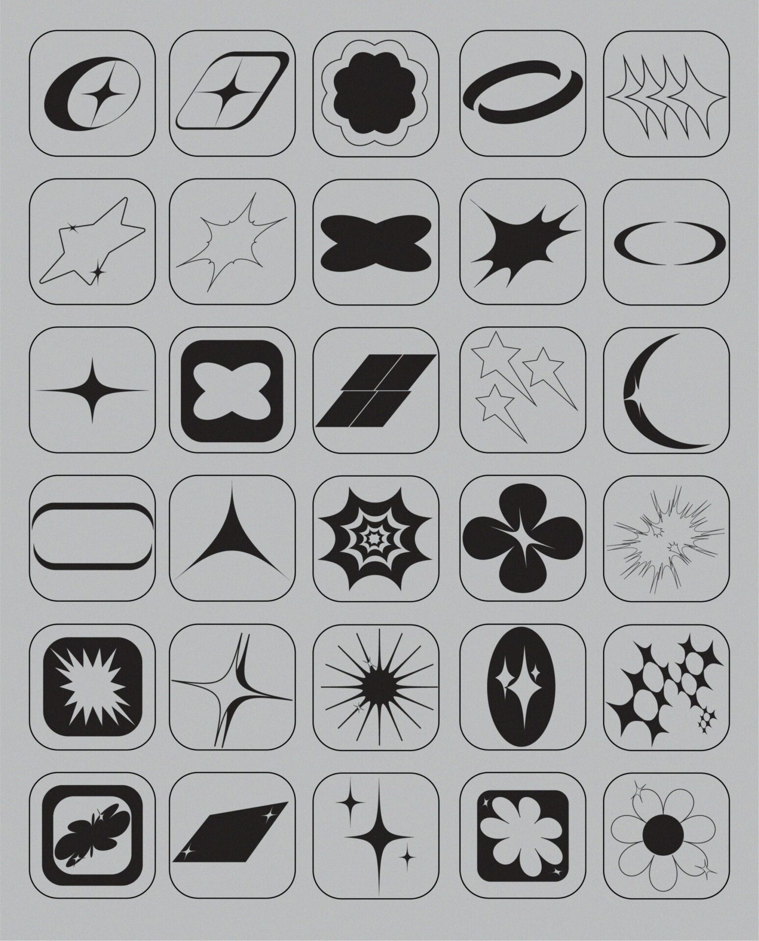 Design Elements Pack #8: Y2K Shapes - 100 Pieces gallery image 3