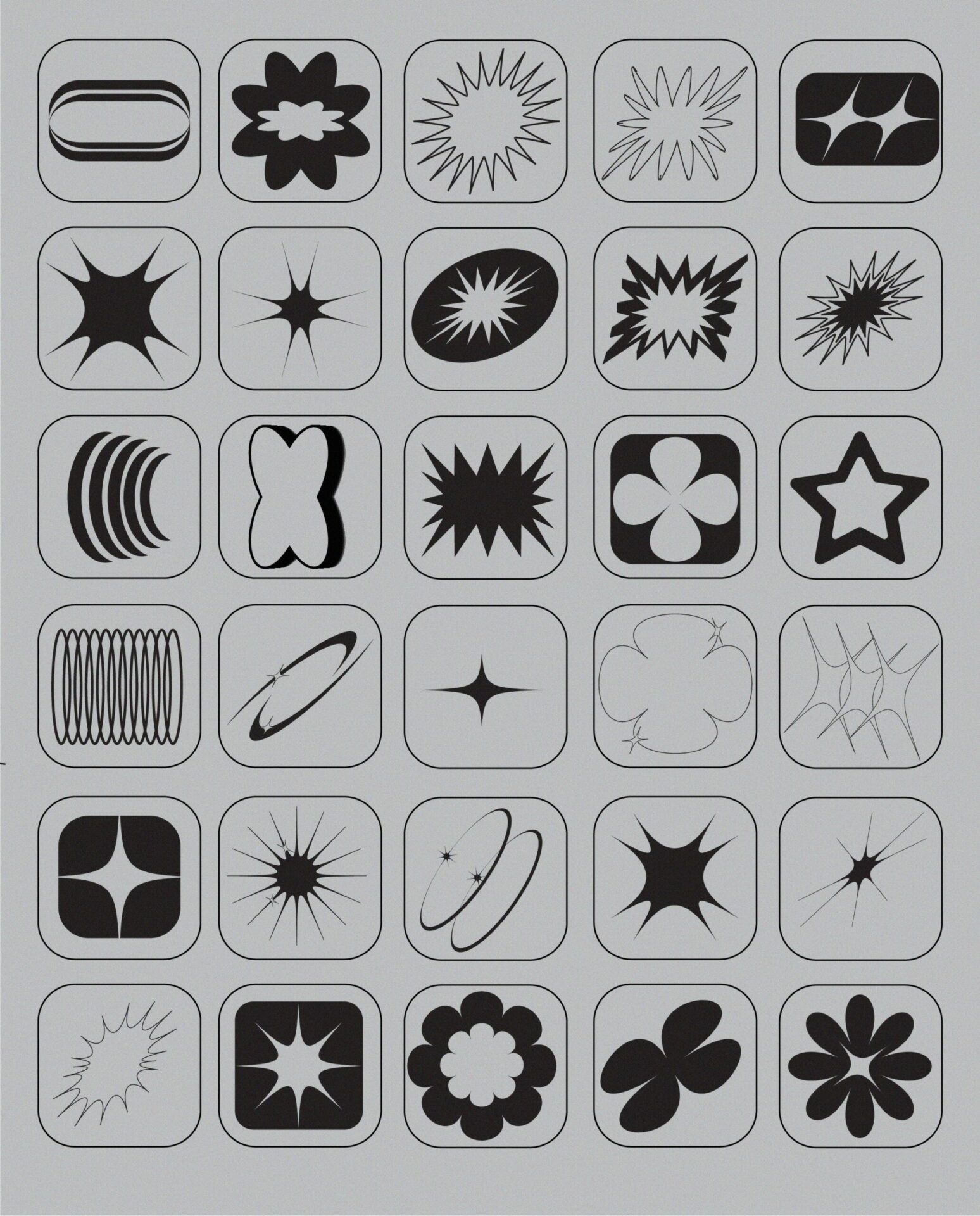 Design Elements Pack #8: Y2K Shapes - 100 Pieces gallery image 4
