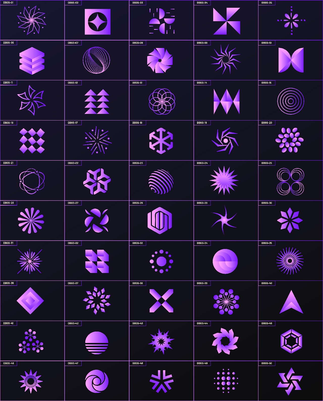 Gradient Minimal Vector Shapes – 50 Pieces gallery image 2