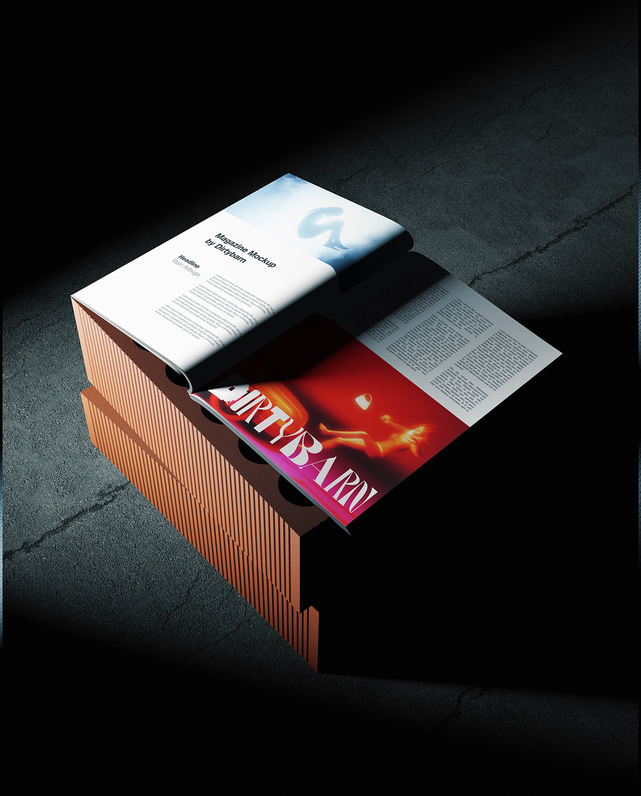 Magazine Mockup on a Brick - 5 Scenes gallery image 4