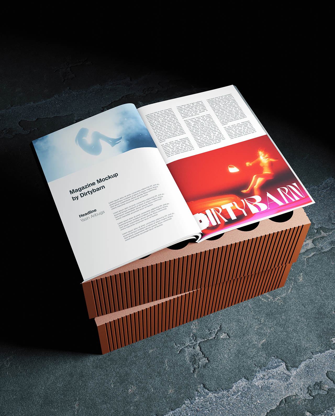 Magazine Mockup on a Brick - 5 Scenes gallery image 5