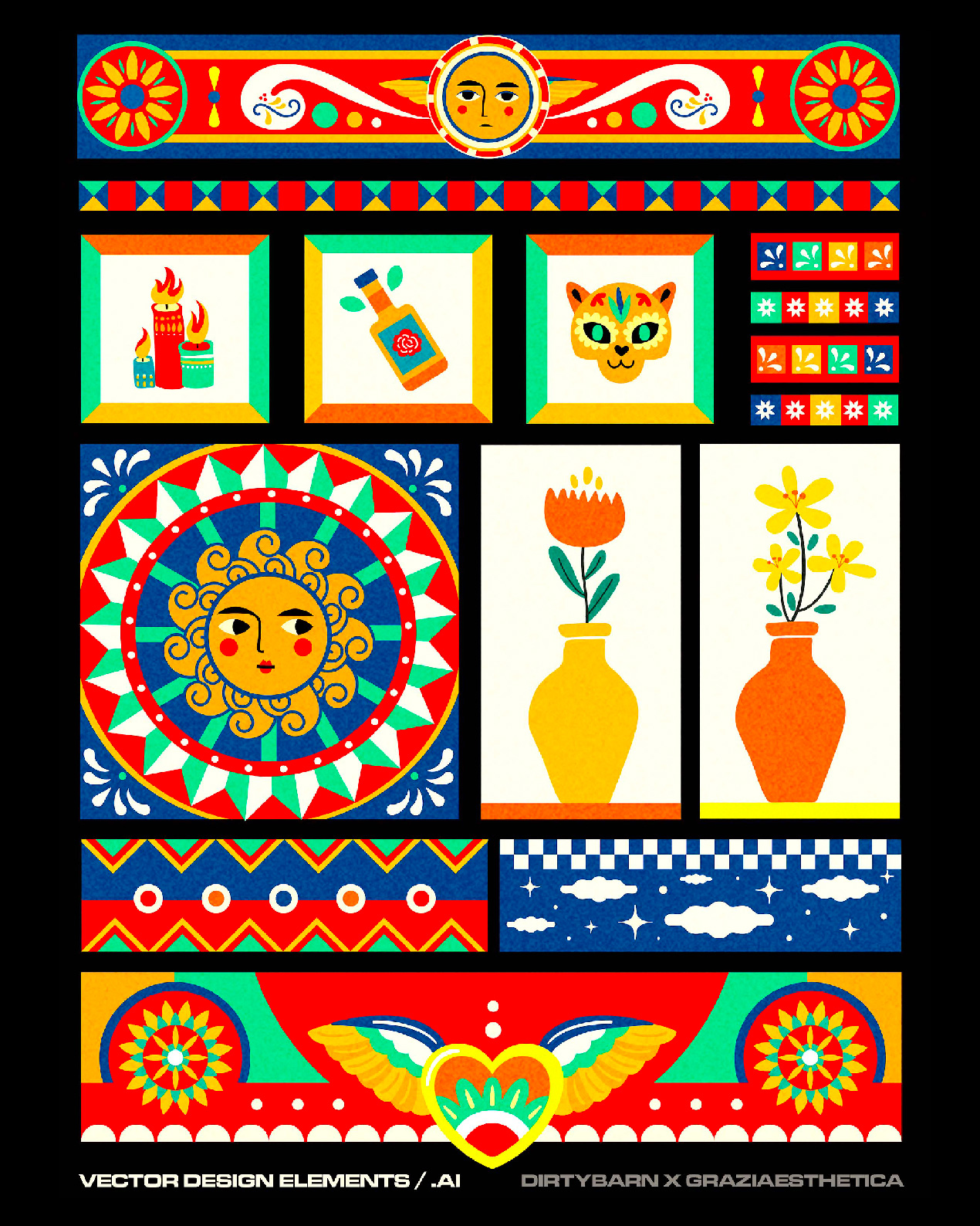 Mexican Style Vector Elements - 15 Pieces gallery image 2