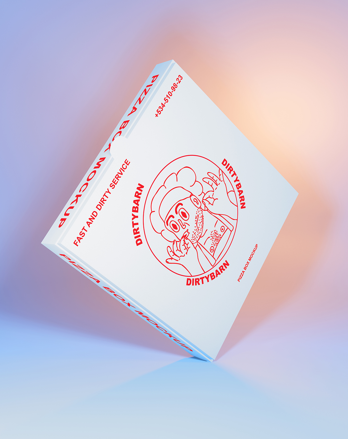 Pizza Box 3D Mockup - 6 Scenes and Places