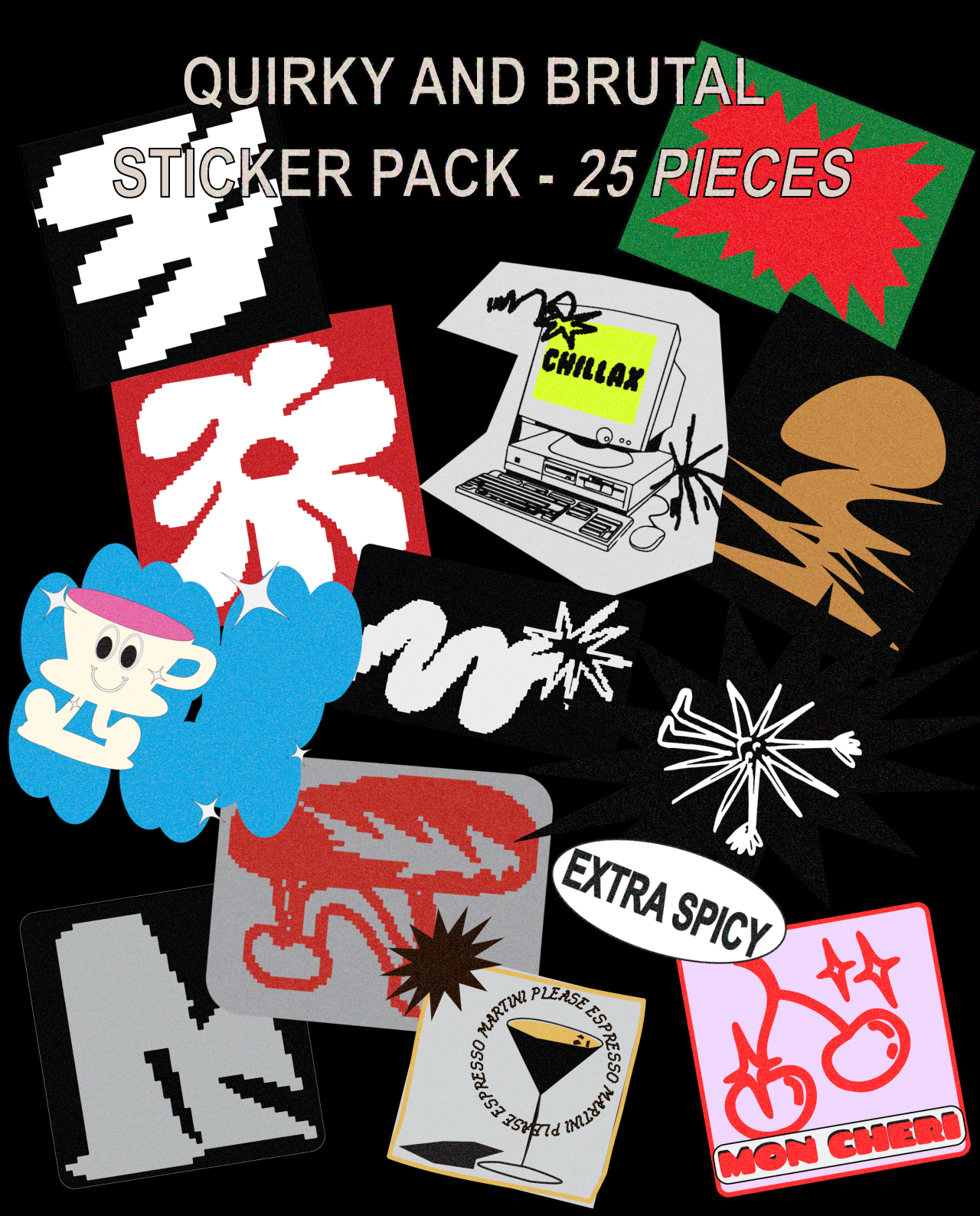 Quirky and Brutal Sticker Pack - 25 Animated Stickers gallery image 3