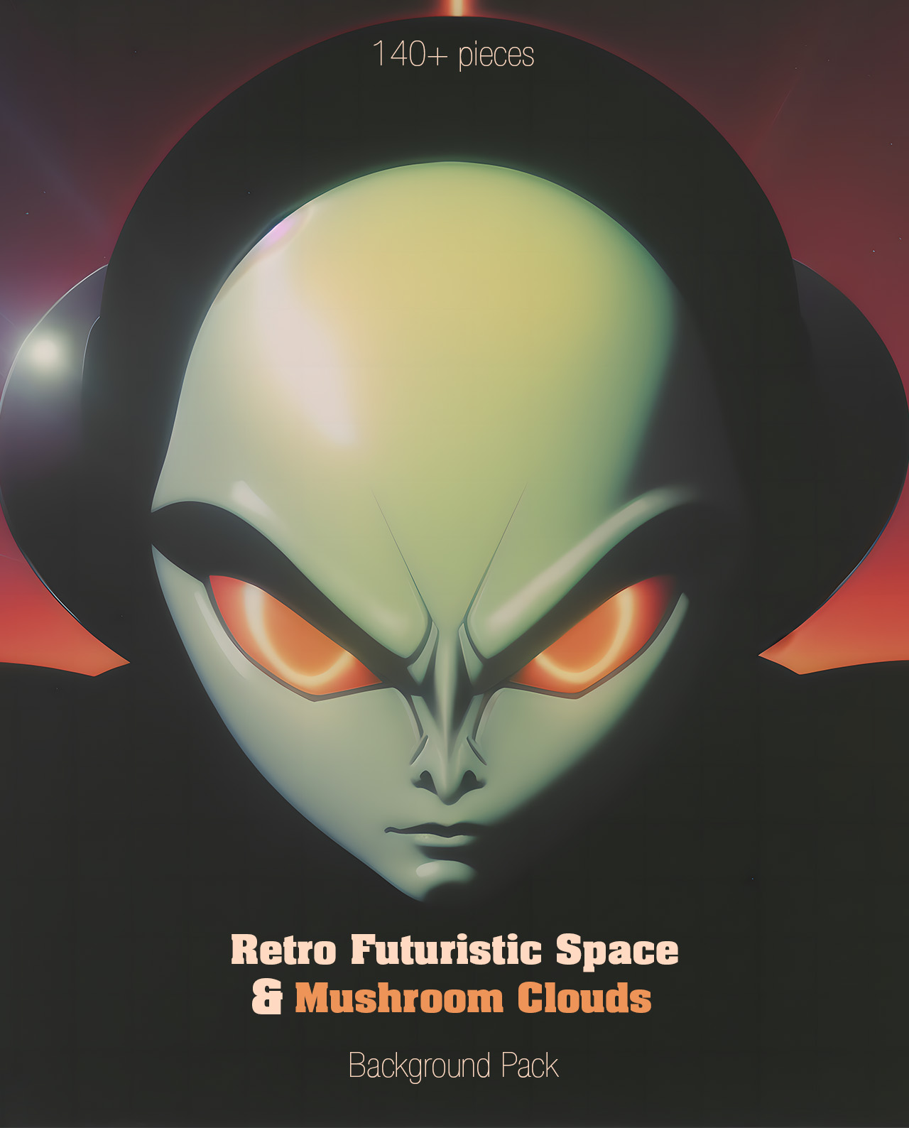 Retro Futuristic Space & Mushroom Clouds Background Pack