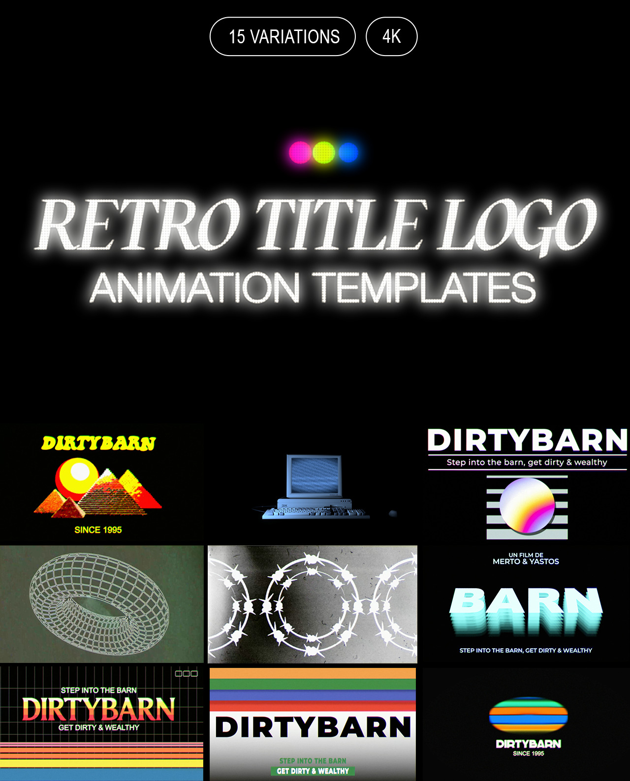 Retro Title Logo Animation Templates - 15 Pieces