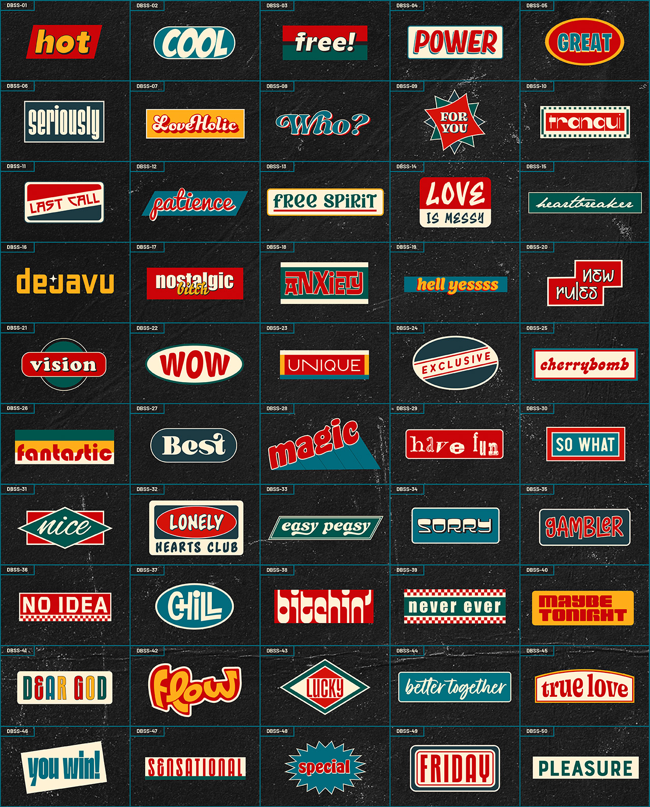 Word Clippings: Retro Stickers and Headlines – 50 Pieces gallery image 2
