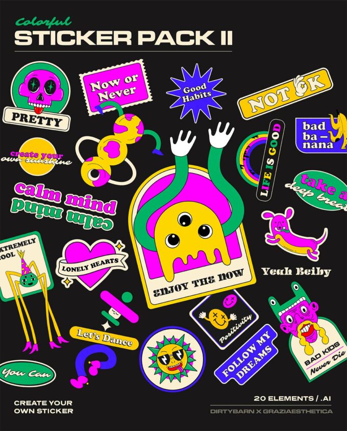 Colorful and Retro Sticker Pack - Part II 1