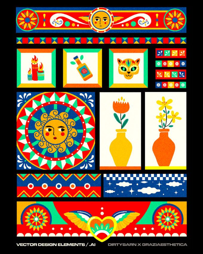Mexican Style Vector Elements - 15 Pieces 2