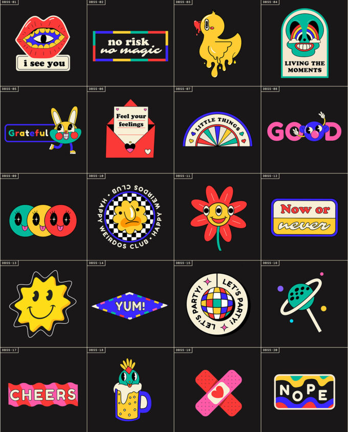 Colorful and Retro Sticker Pack III – 20 Pieces 2