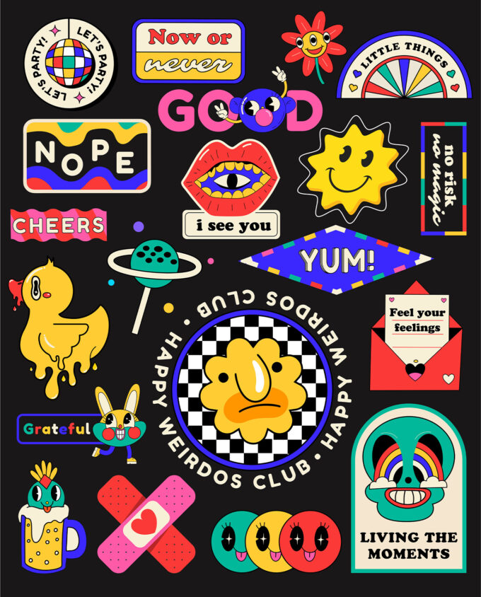 Colorful and Retro Sticker Pack III – 20 Pieces 3