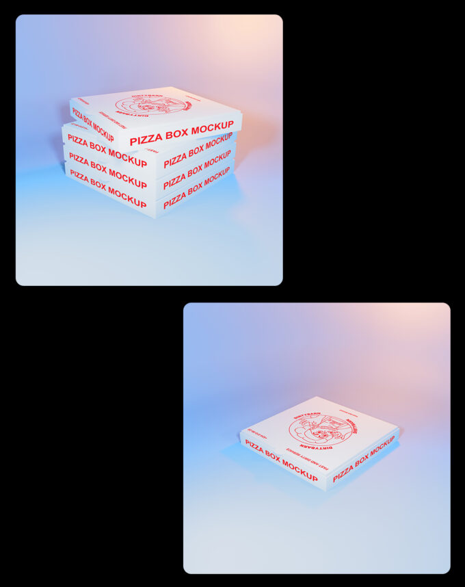 Pizza Box 3D Mockup - 6 Scenes and Places 2