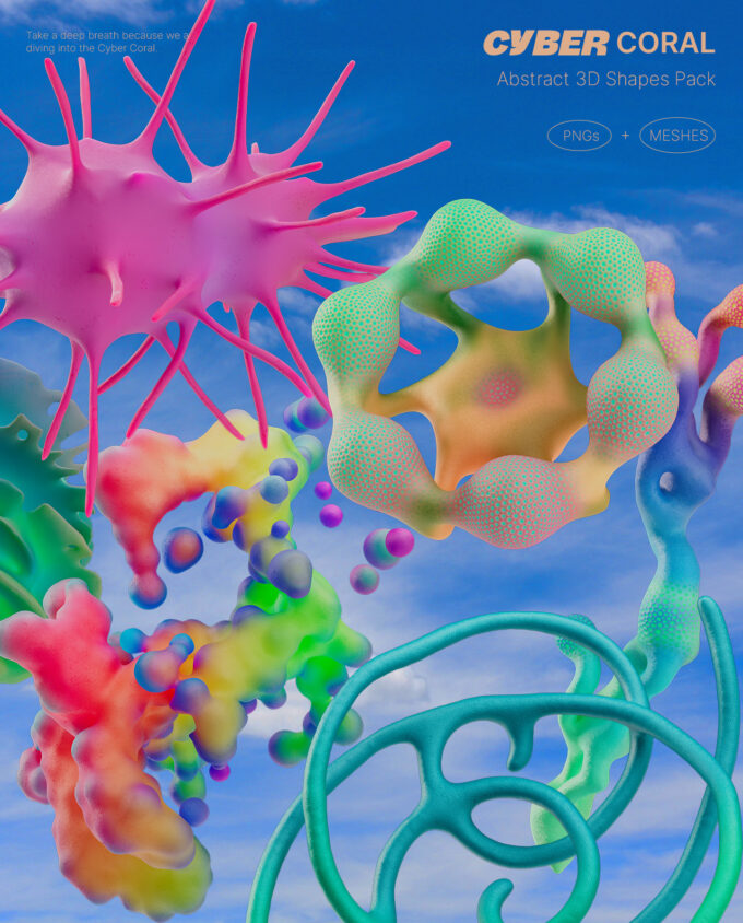 Cyber Coral - Abstract 3D Shapes Pack - 144 Pieces 1