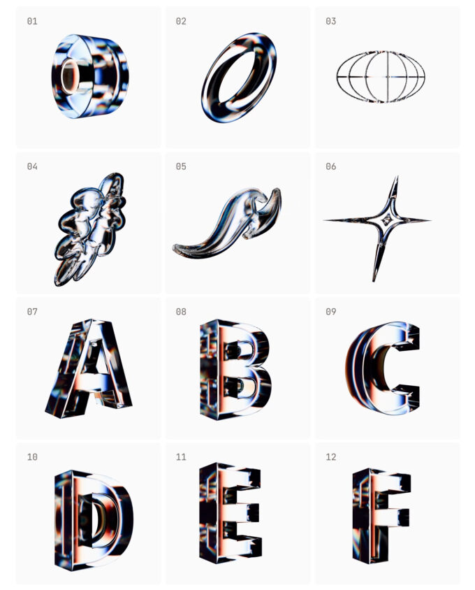 3D Looped Transparent Letters