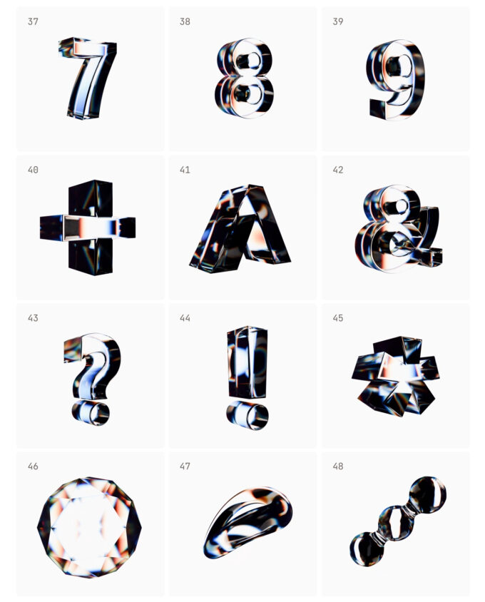 3D Looped Transparent Letters